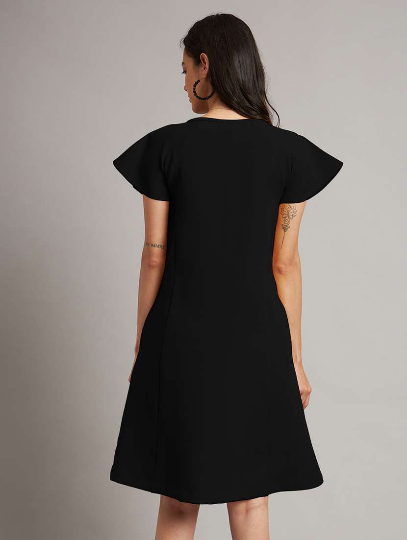 women color blocked short sleeve a-line dress - 21851372 -  Standard Image - 4