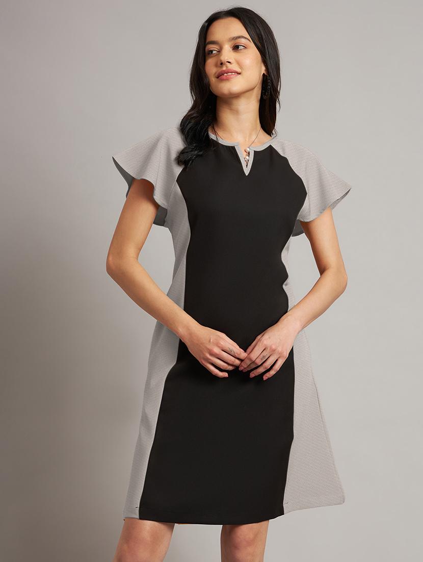 women color blocked a-line dress - 21851377 -  Standard Image - 1