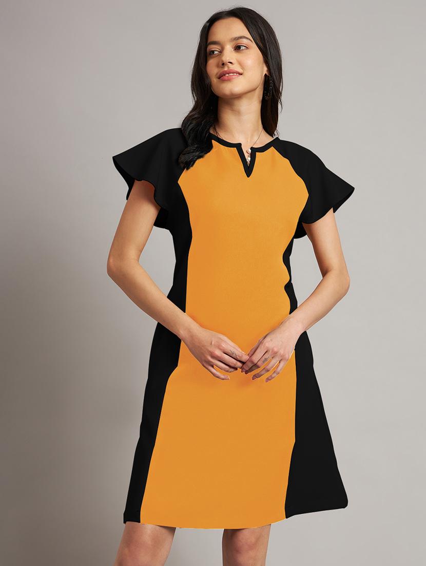 women color blocked a-line dress - 21851382 - Standard Image - 1