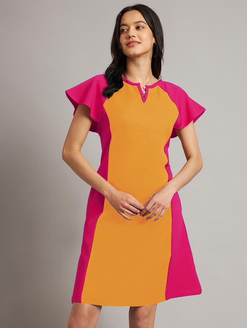 women color blocked a-line dress - 21851386 -  Standard Image - 1