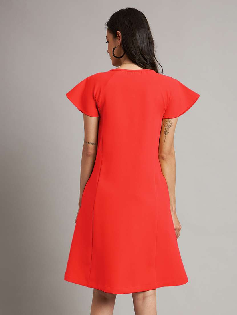 women color blocked short sleeve a-line dress - 21851388 -  Standard Image - 4