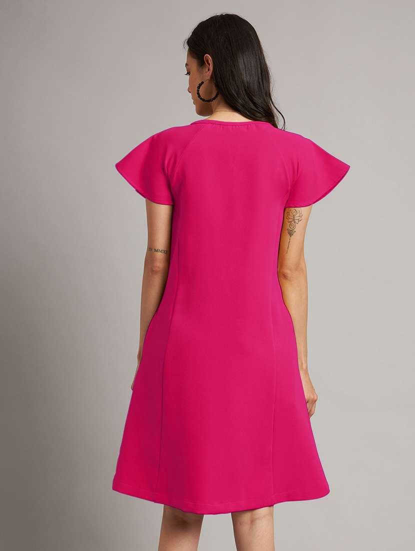 women color blocked short sleeve a-line dress - 21851391 -  Standard Image - 4