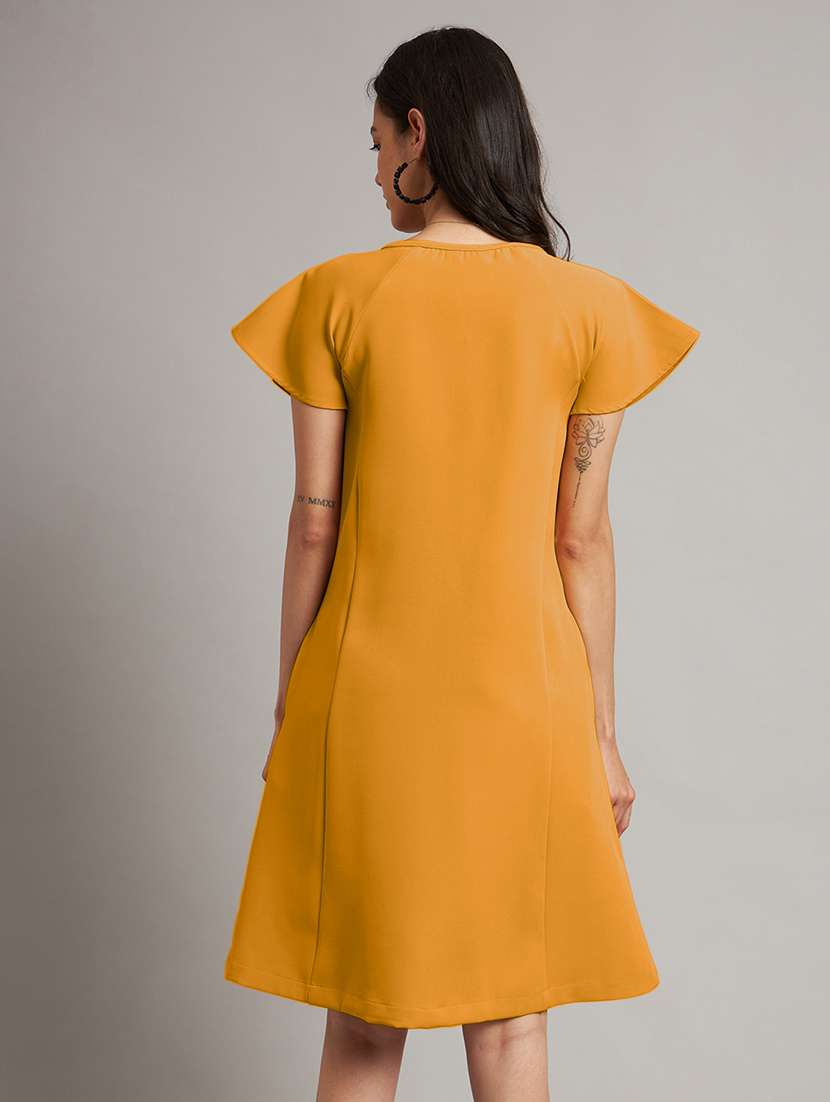 women color blocked short sleeve a-line dress - 21851395 -  Standard Image - 4