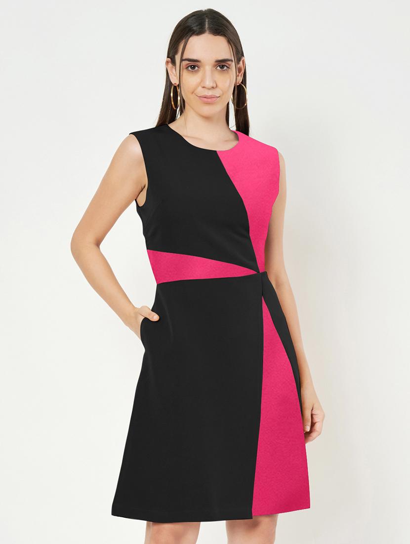 women color blocked sleeveless a-line dress - 21851397 - Zoom Image - 0