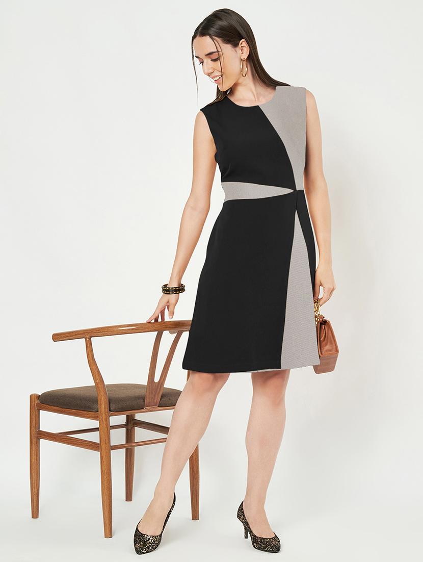 women color blocked sleeveless a-line dress - 21851399 - Standard Image - 4