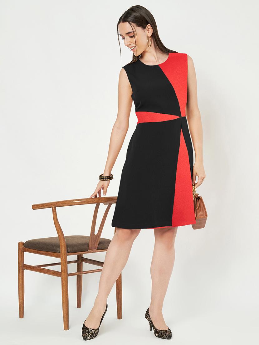 women color blocked sleeveless a-line dress - 21851401 - Standard Image - 4