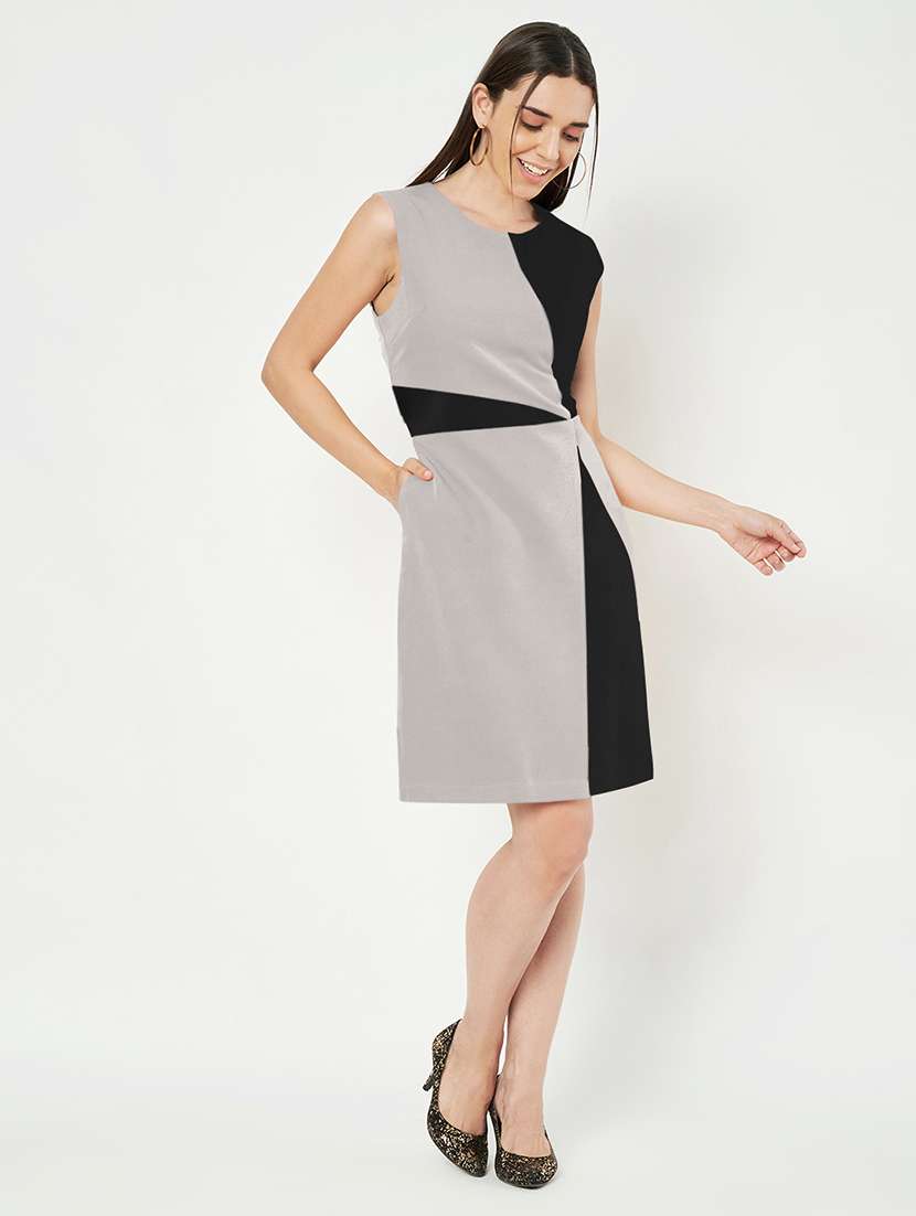 women color blocked sleeveless a-line dress - 21851407 -  Standard Image - 4