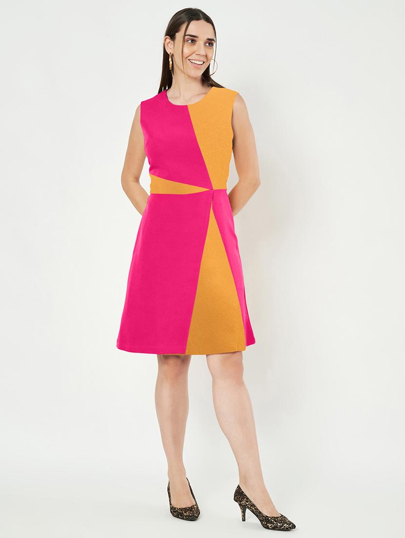 women color blocked sleeveless a-line dress - 21851408 -  Standard Image - 1