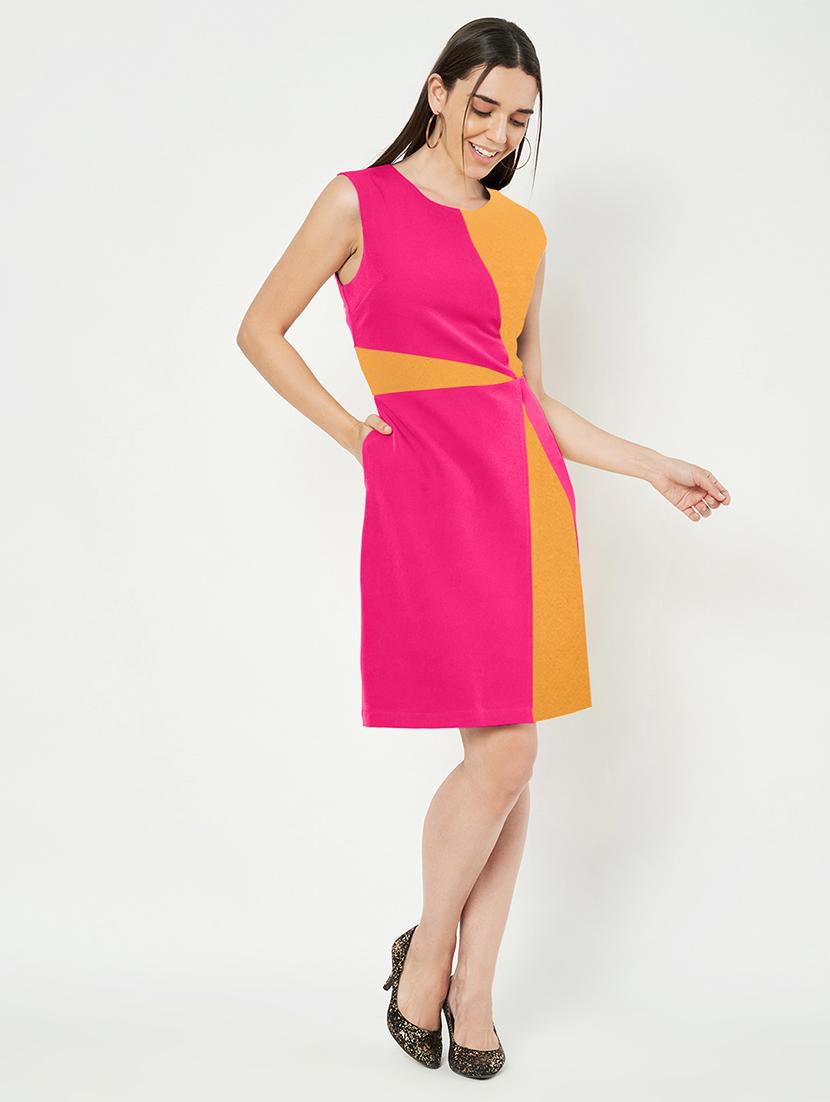 women color blocked sleeveless a-line dress - 21851408 - Standard Image - 4