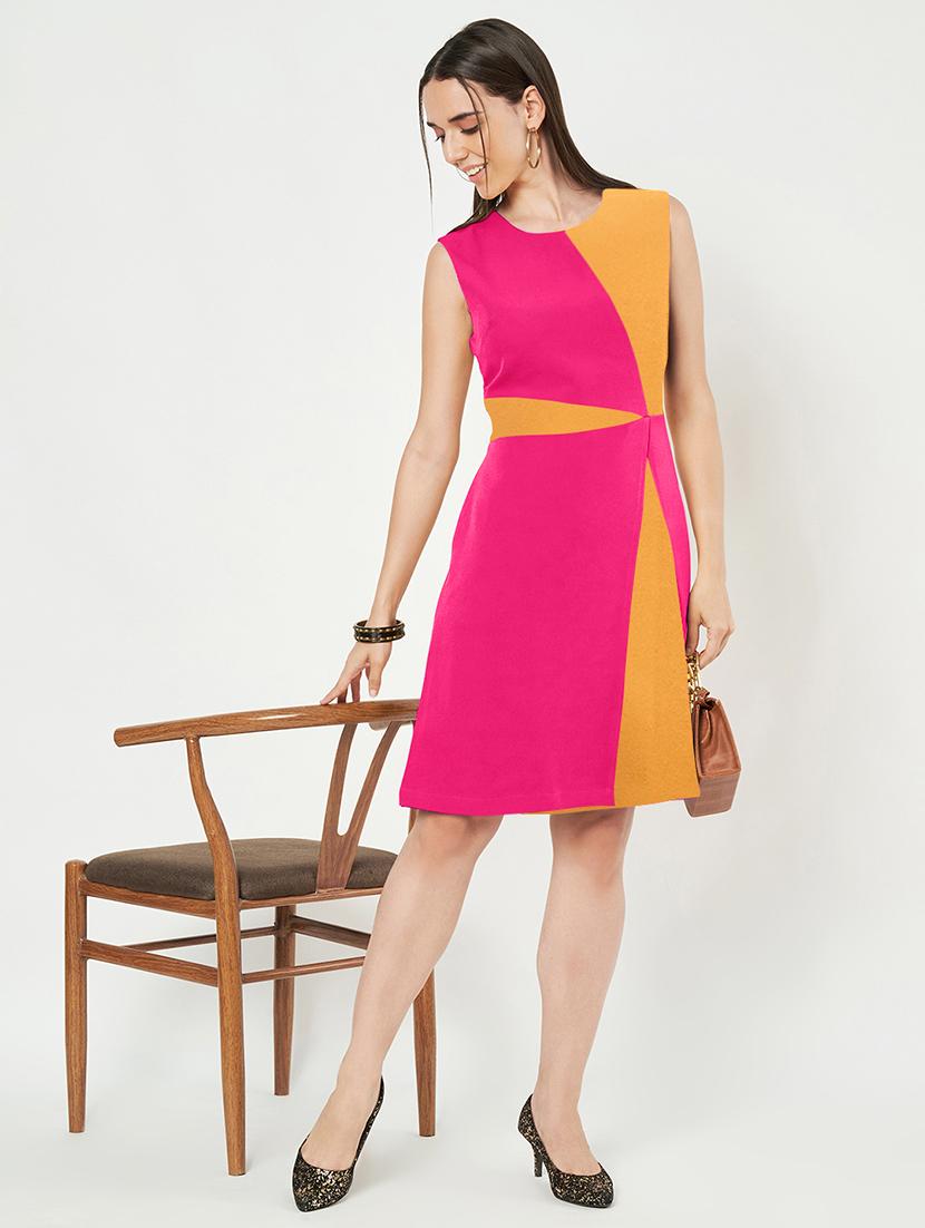 women color blocked sleeveless a-line dress - 21851430 - Standard Image - 4