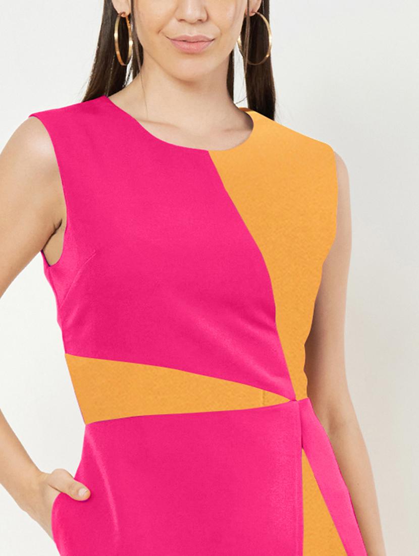 women color blocked sleeveless a-line dress - 21851430 - Standard Image - 6