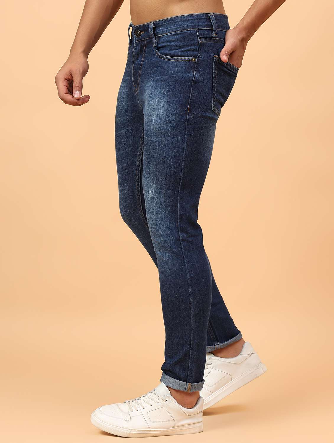 men blue mid rise ankle length denim jean - 21853423 - Standard Image - 1
