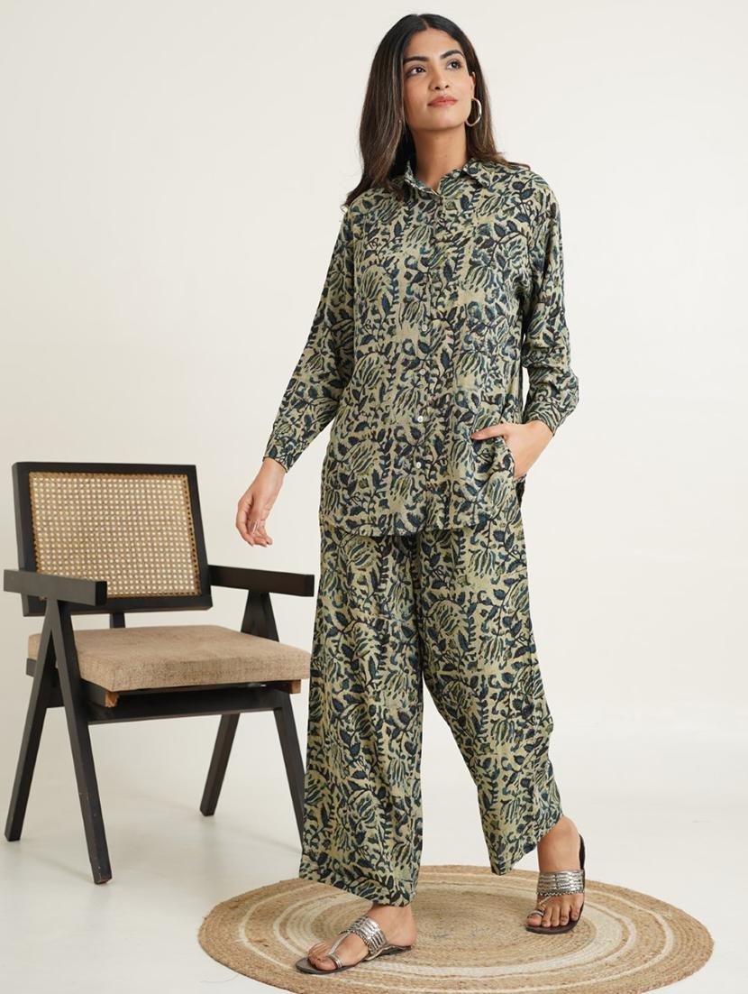 womne printed long sleeve ethnic co-ord set - 21853443 - Standard Image - 1