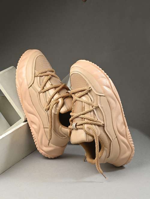 women beige lace up sneaker