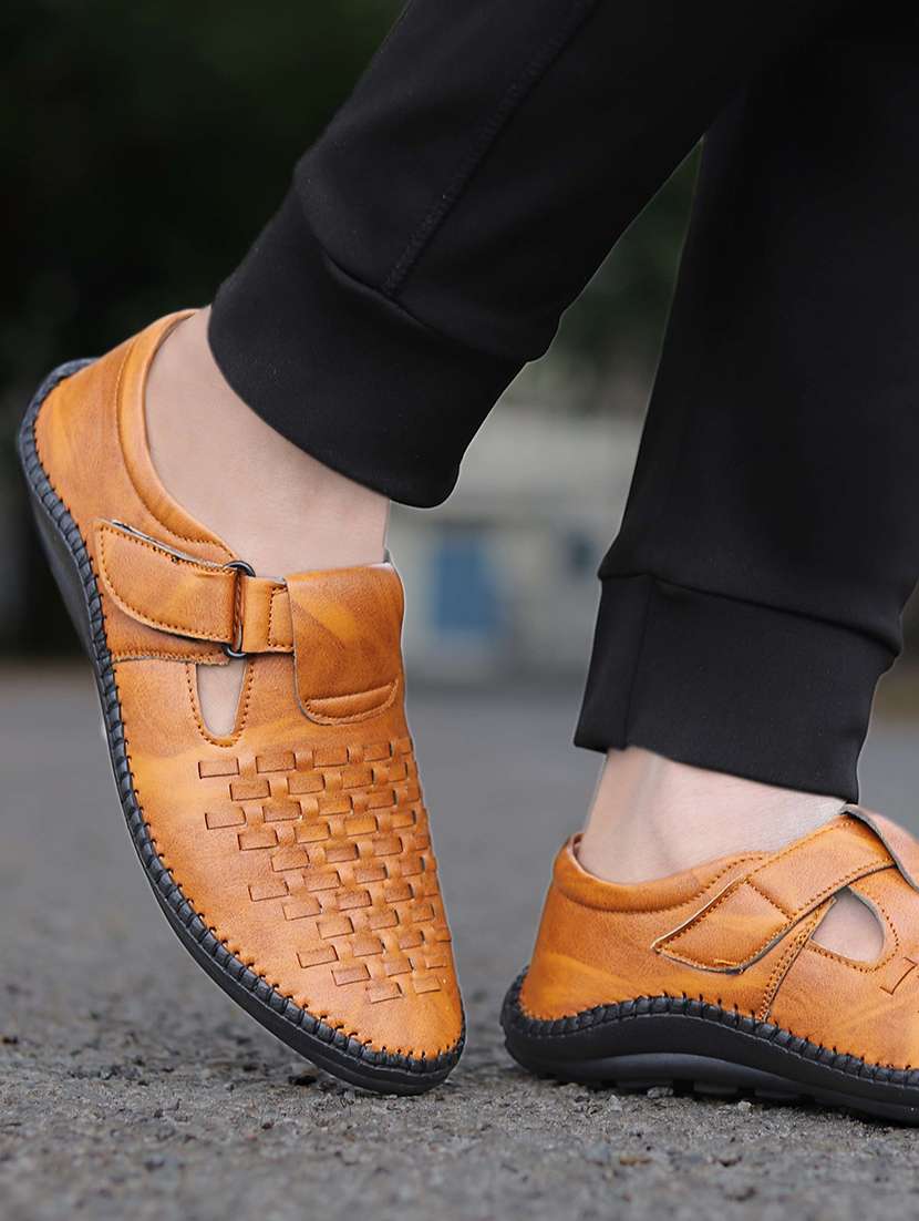 men tan slip on sandal - 21853608 -  Standard Image - 1