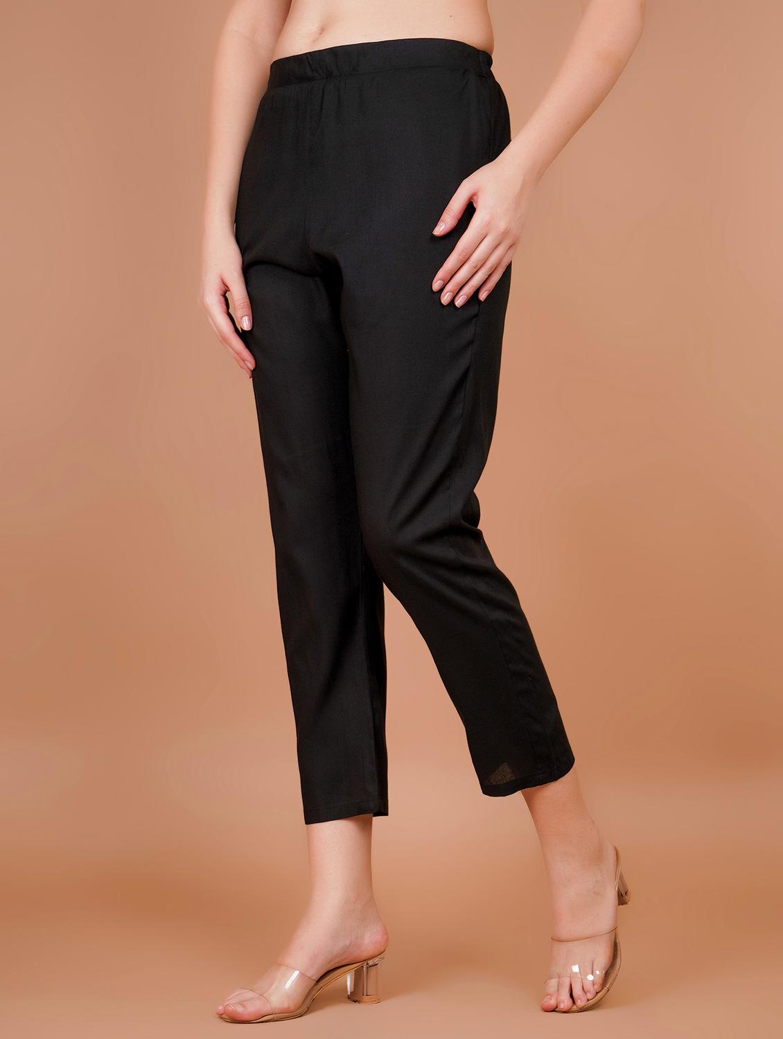women solid mid rise cropped pant - 21853652 - Standard Image - 1