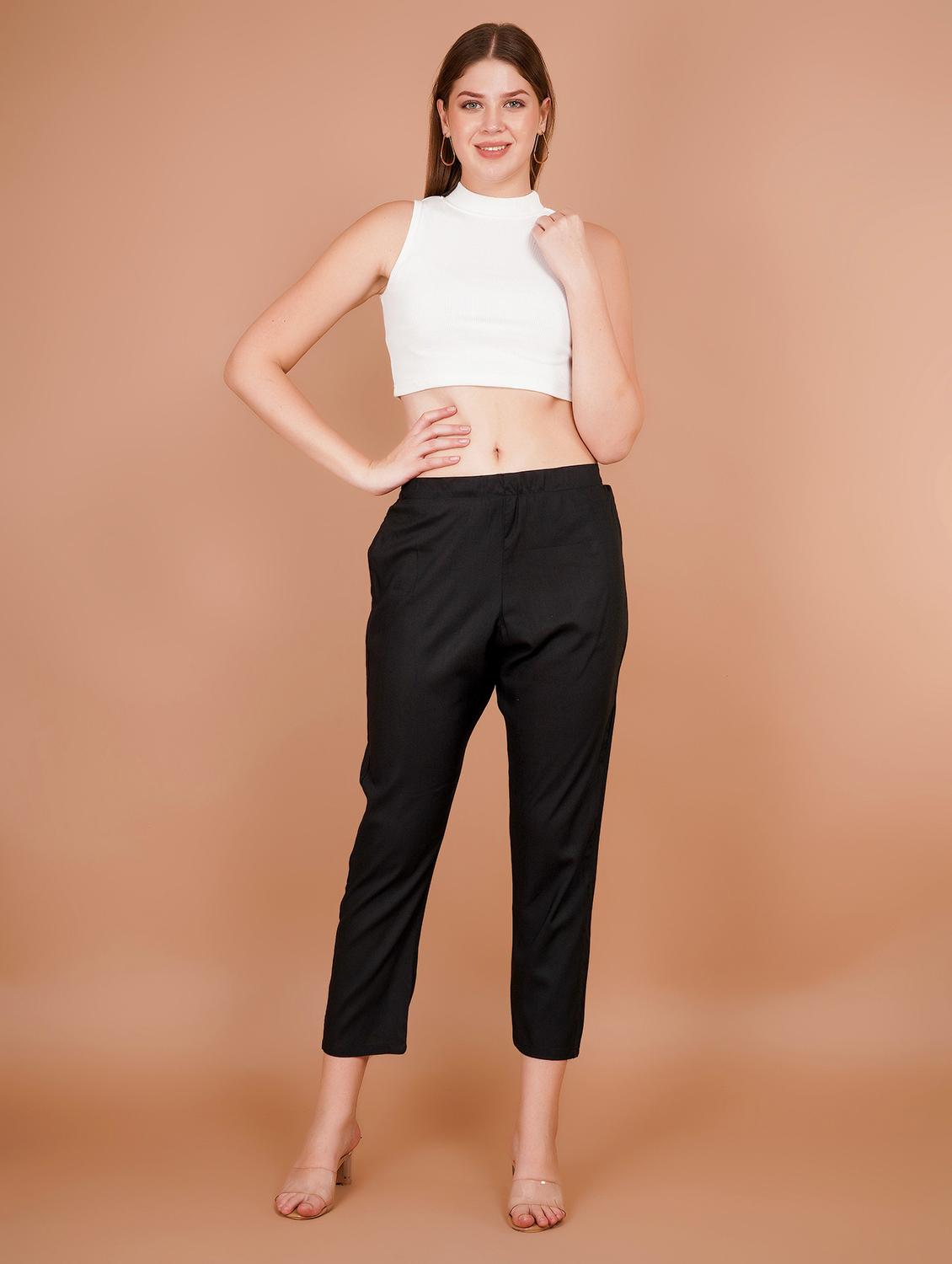 women solid mid rise cropped pant - 21853652 - Standard Image - 4