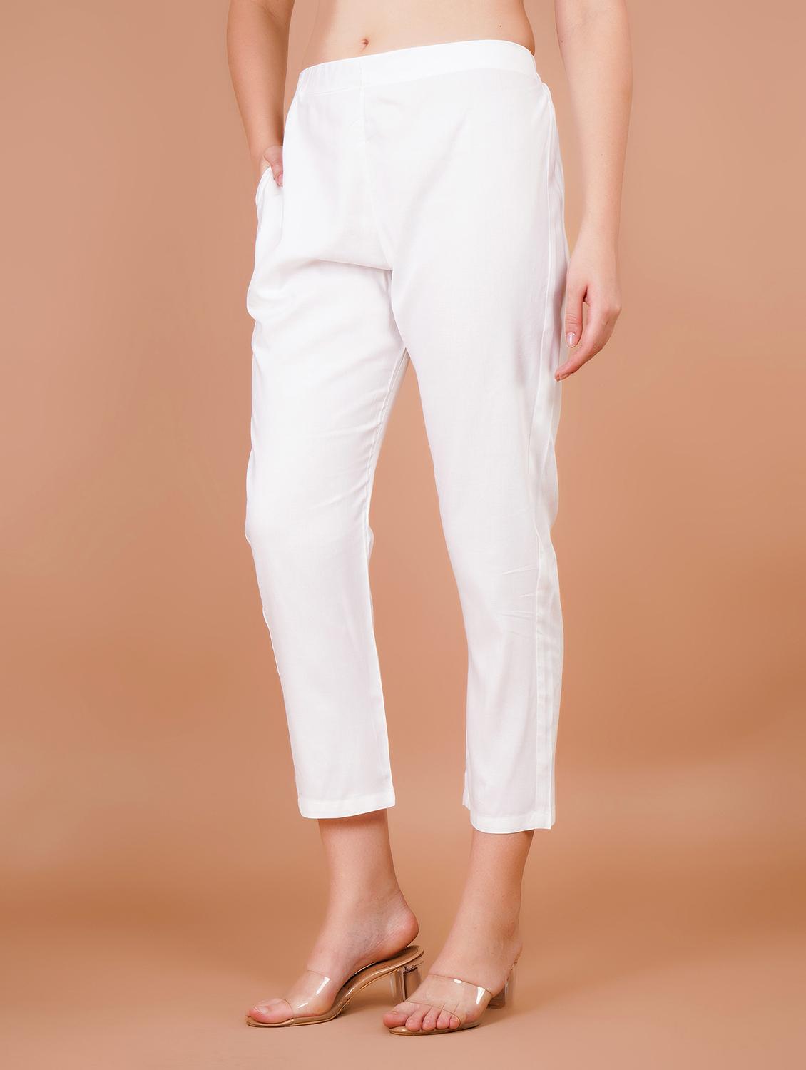 women solid mid rise cropped pant - 21853653 - Standard Image - 1