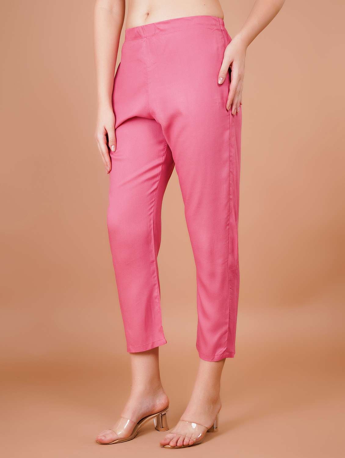 women solid mid rise cropped pant - 21853655 - Standard Image - 1