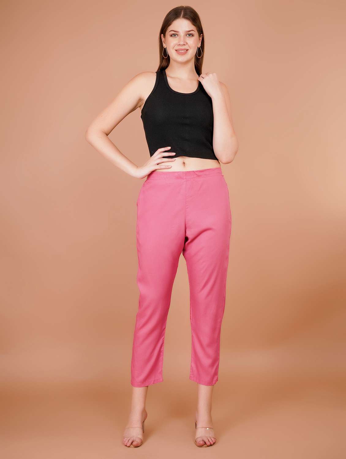 women solid mid rise cropped pant - 21853655 - Standard Image - 4