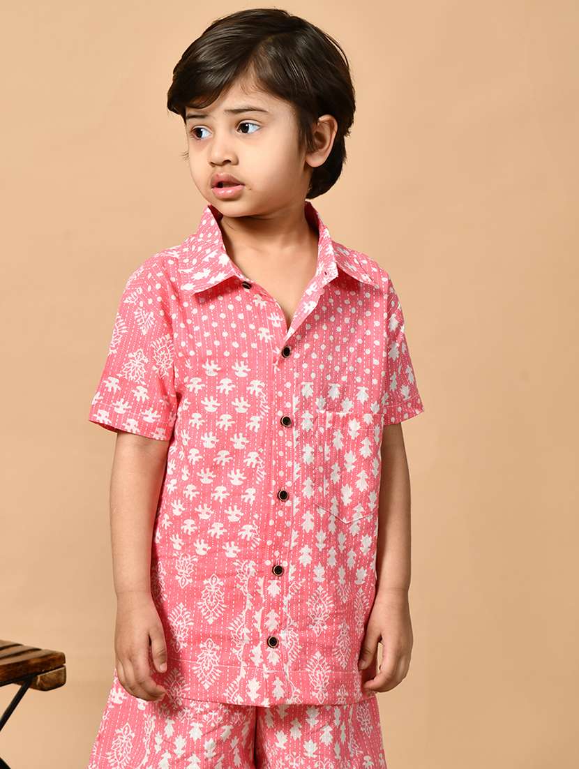 boys printed short sleeve casual shirt