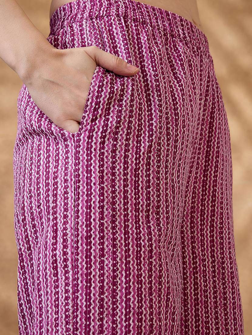 women three quarter sleeve kurta pant set - 21853685 -  Standard Image - 4