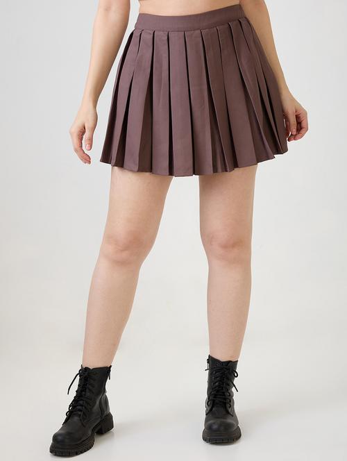 women solid high rise skater skirt - 21853691 -  Standard Image - 0