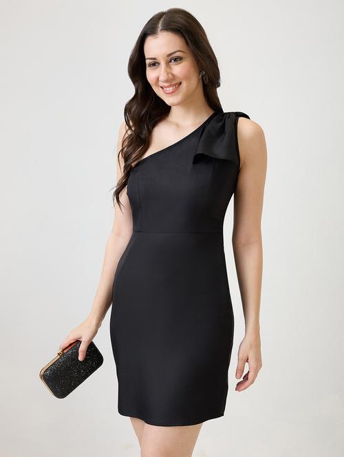 women solid single shoulder sheath dress - 21853711 - Standard Image - 0