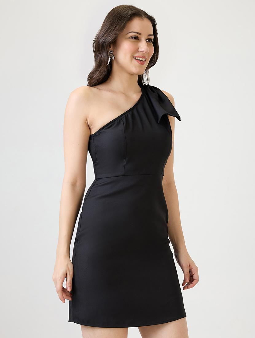 women solid single shoulder sheath dress - 21853711 - Standard Image - 1