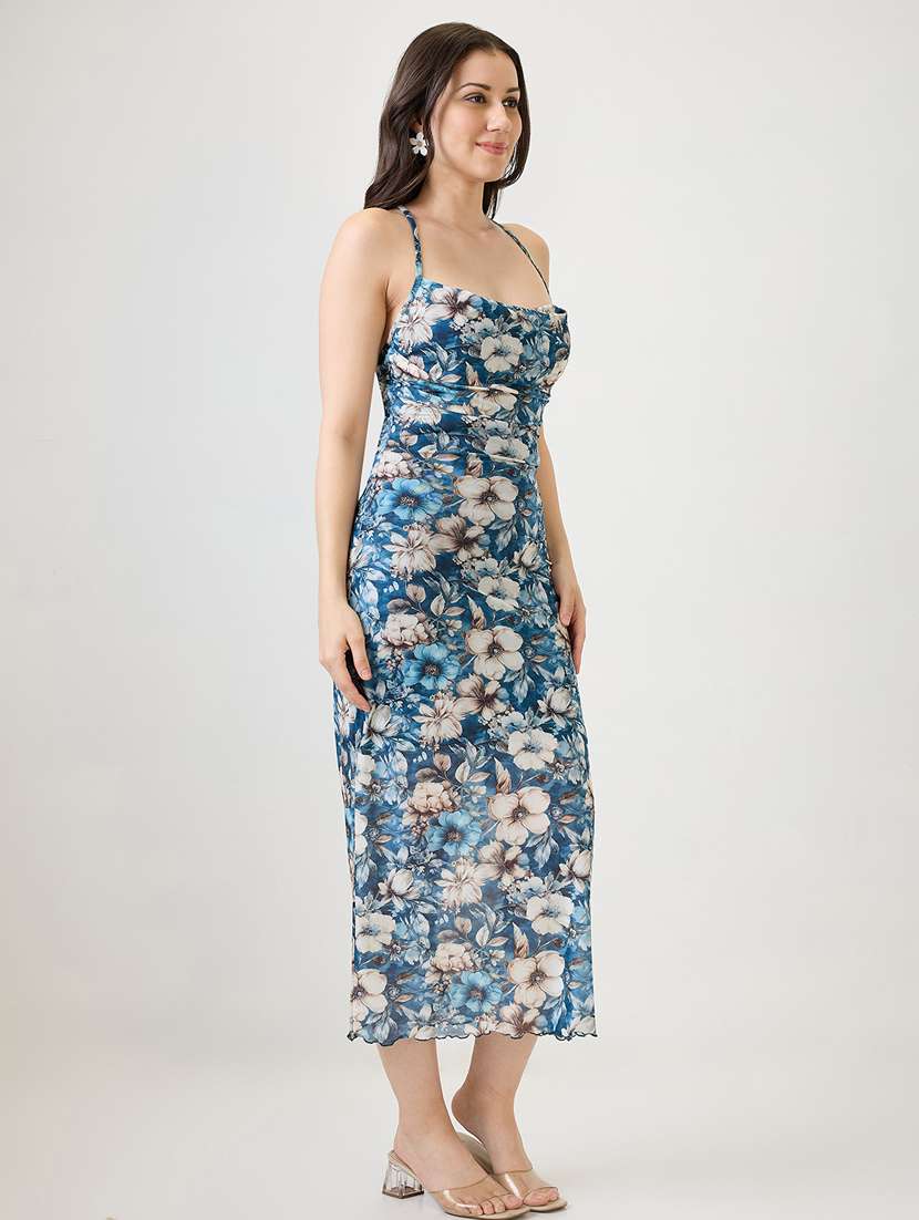 women floral print cowl neck bodycon dress - 21853712 - Standard Image - 1