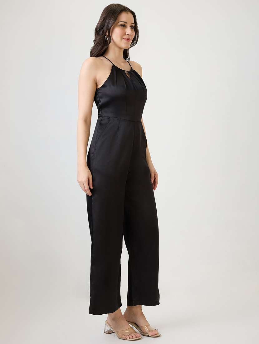 women solid halter neck full length jumpsuit - 21853716 - Standard Image - 1