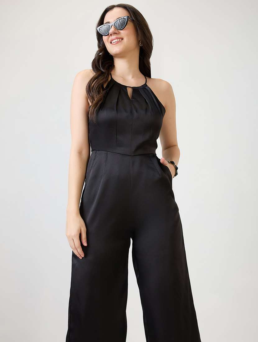 women solid halter neck full length jumpsuit - 21853716 - Standard Image - 4