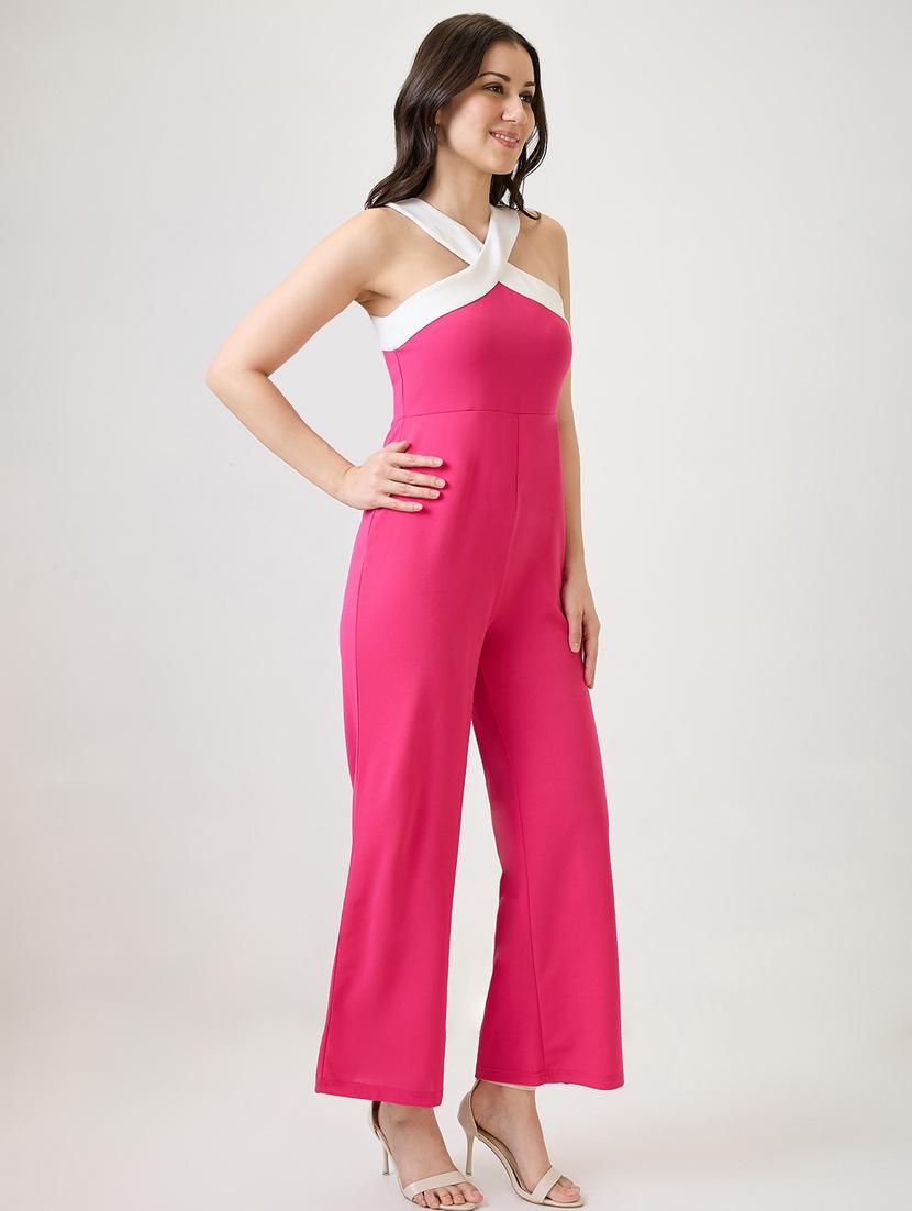 women solid halter neck full length jumpsuit - 21853718 -  Standard Image - 1