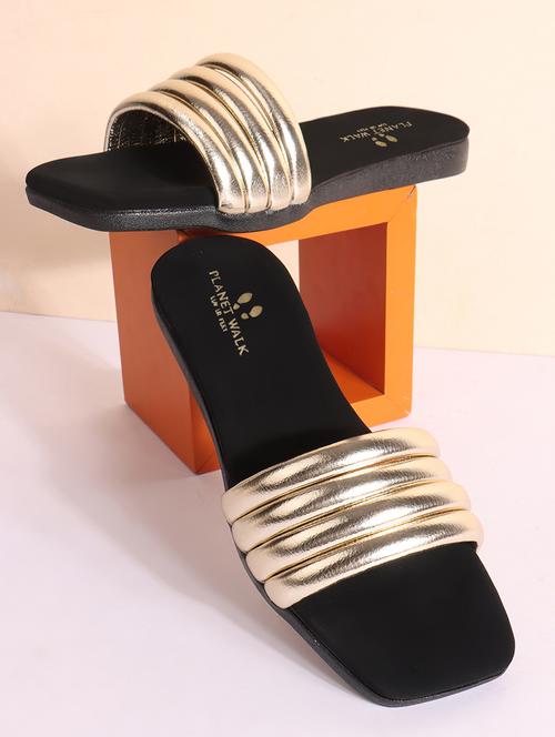 women gold slip on sandal - 21853749 -  Standard Image - 0