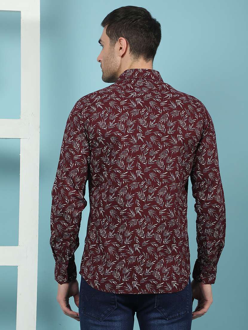men maroon printed long sleeve casual shirt - 21853804 -  Standard Image - 4