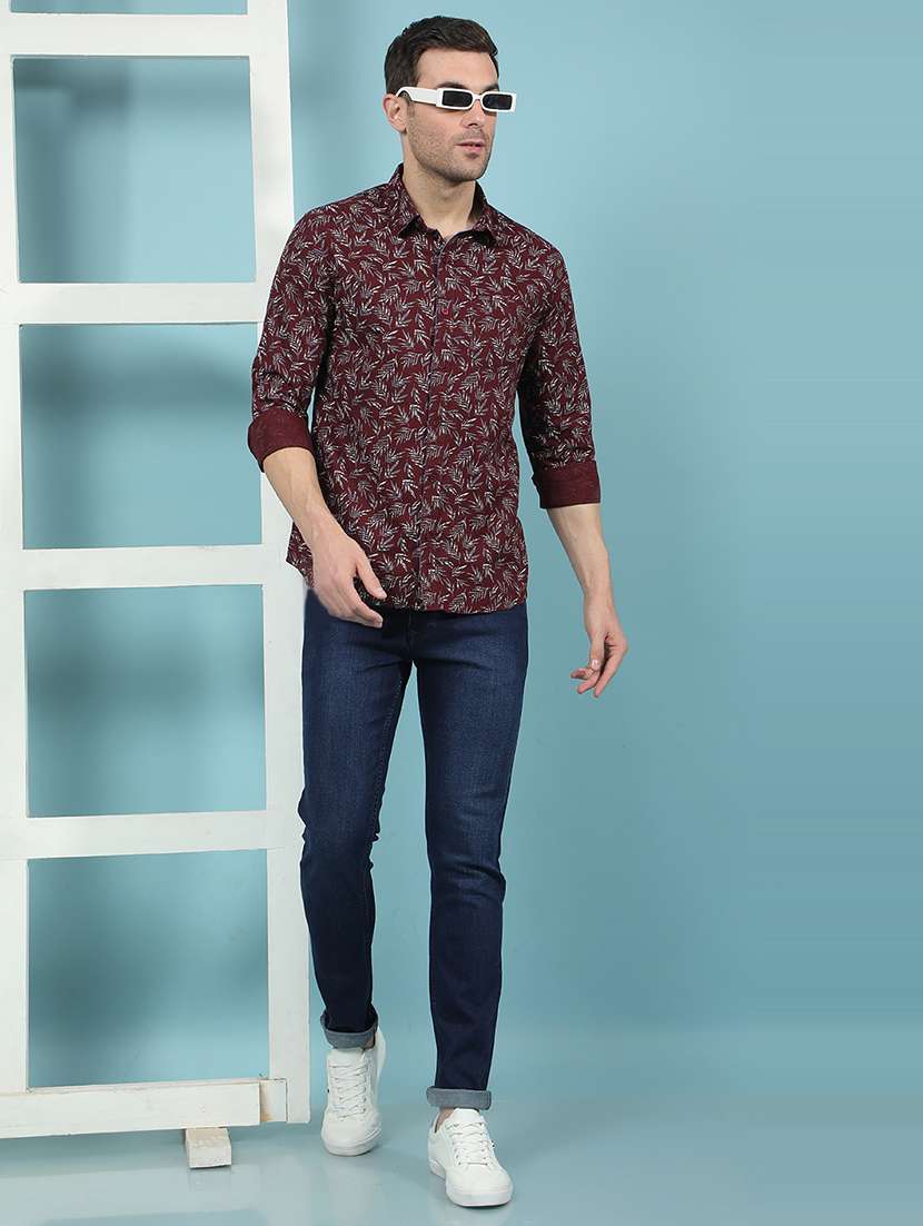 men maroon printed long sleeve casual shirt - 21853804 -  Standard Image - 6