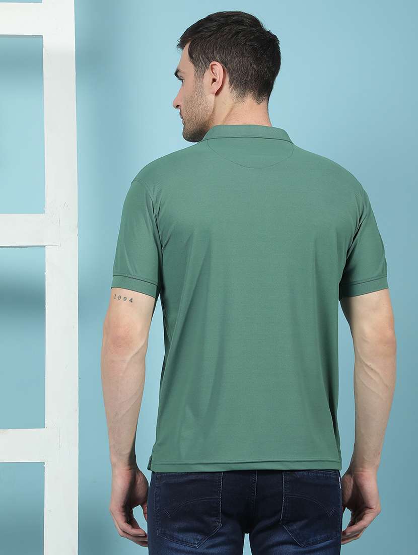 men green solid short sleeve polo t-shirt - 21853819 -  Standard Image - 4