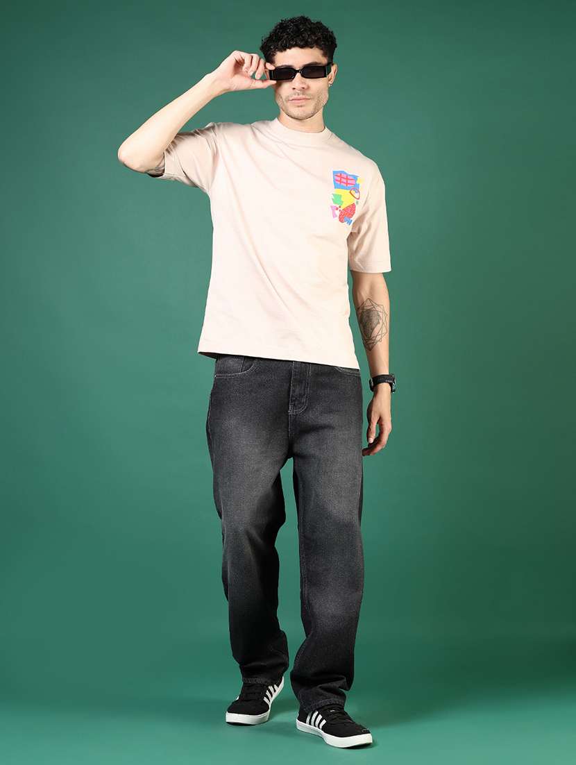 men peach printed short sleeve regular fit t-shirt - 21853839 -  Standard Image - 4