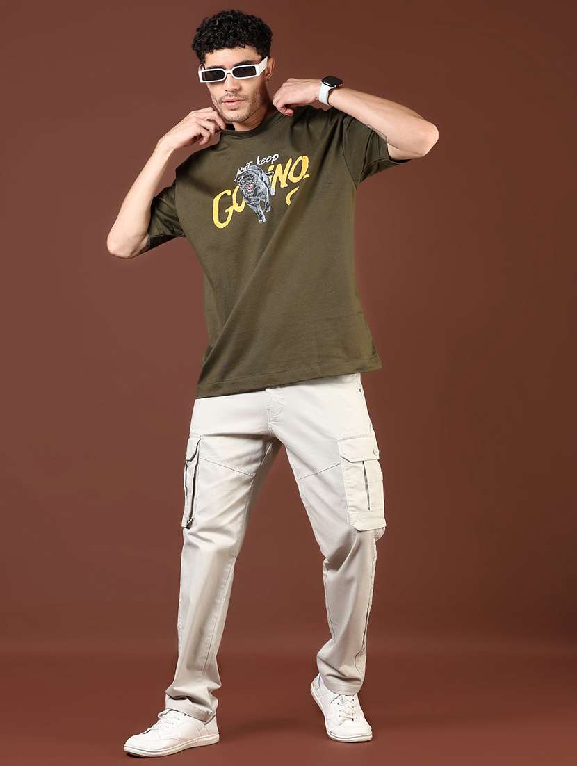 men brown printed short sleeve regular fit t-shirt - 21853842 -  Standard Image - 4