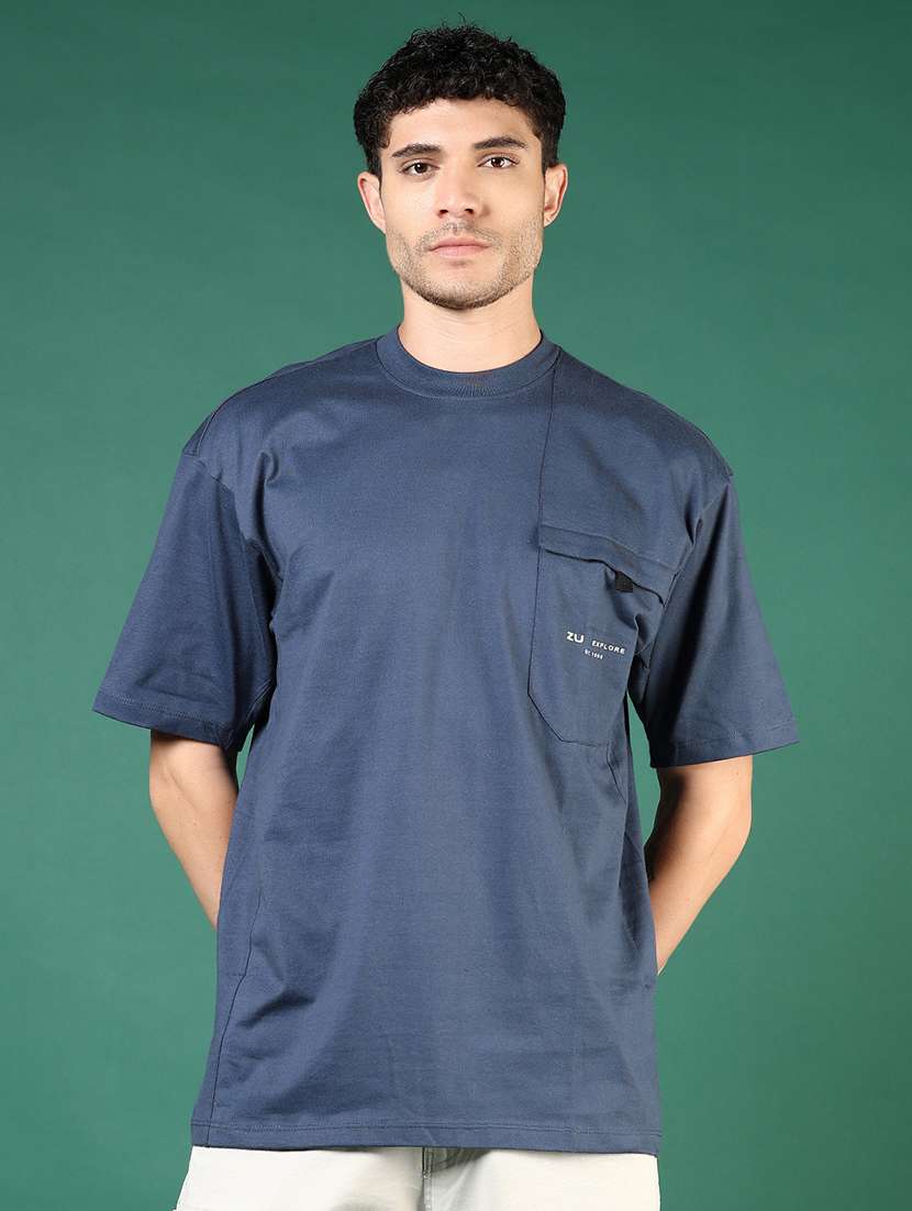 men navy blue typographic short sleeve regular fit t-shirt - 21853843 -  Standard Image - 1