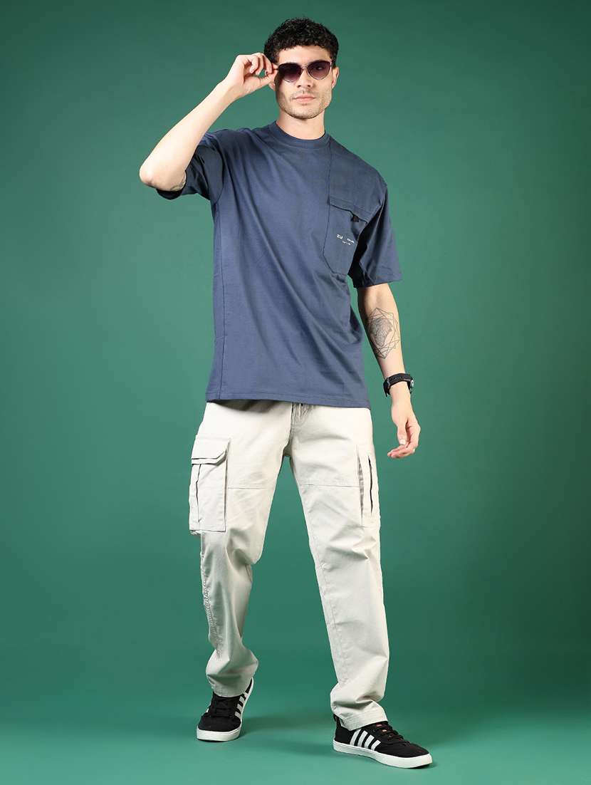 men navy blue typographic short sleeve regular fit t-shirt - 21853843 -  Standard Image - 4