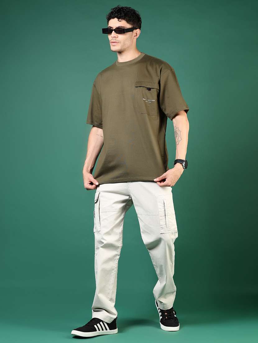 men olive typographic short sleeve regular fit t-shirt - 21853847 -  Standard Image - 4