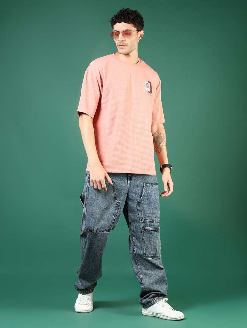 men pink solid short sleeve regular fit t-shirt - 21853870 - Standard Image - 4