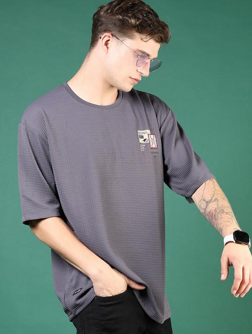 men grey solid short sleeve regular fit t-shirt - 21853871 - Standard Image - 0