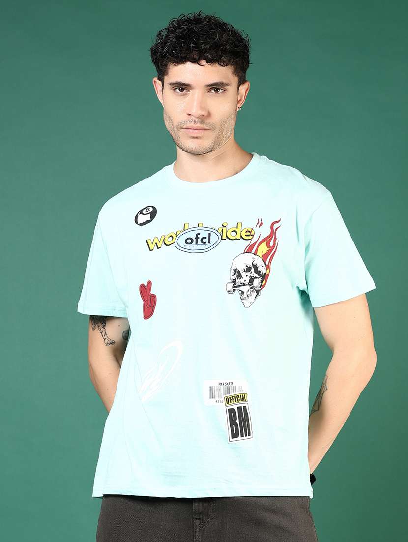 men green printed short sleeve regular fit t-shirt - 21853880 -  Standard Image - 1