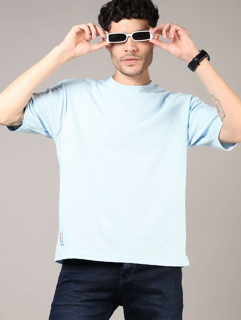 men solid short sleeve loose fit t-shirt