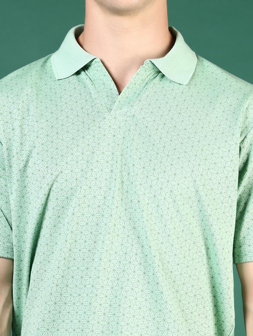 men green printed short sleeve regular fit polo t-shirt - 21853932 - Standard Image - 4