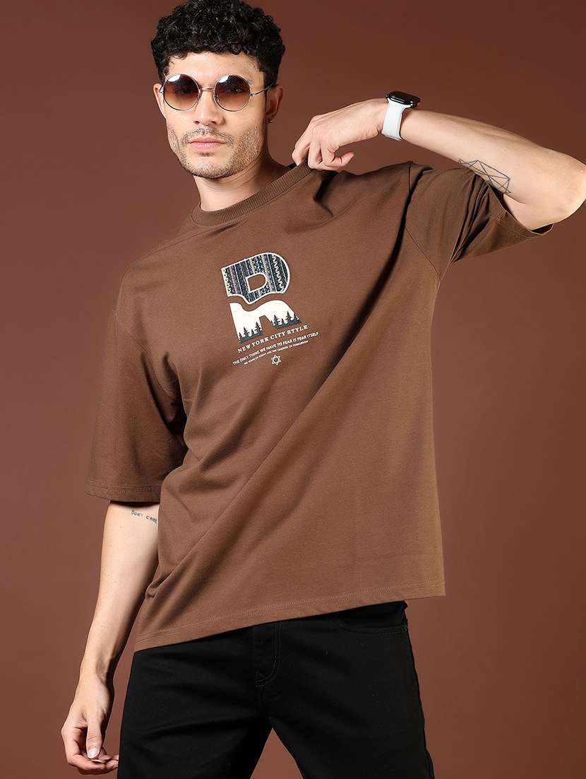 Men Front & Back Print Round Neck Regular Fit T Shirt