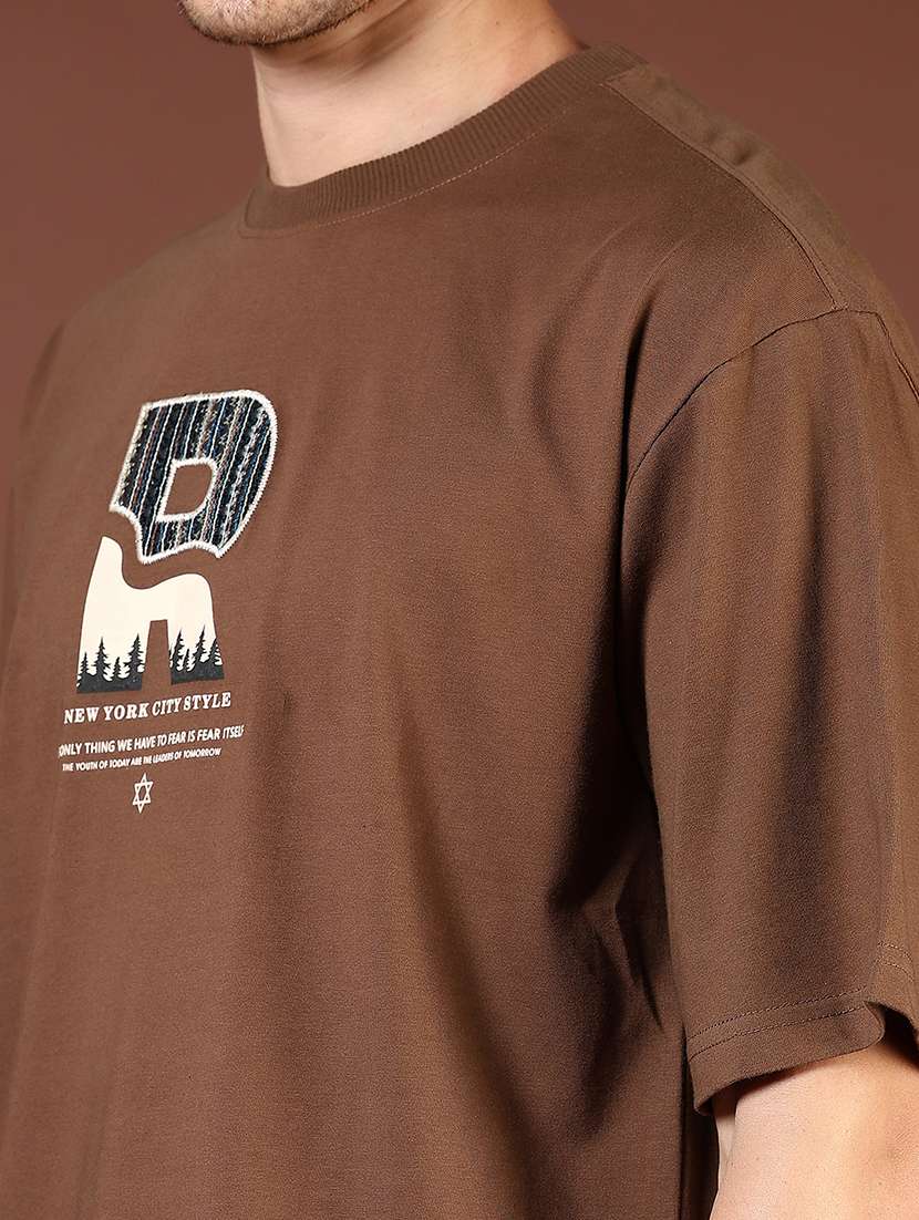 Men Front & Back Print Round Neck Regular Fit T Shirt