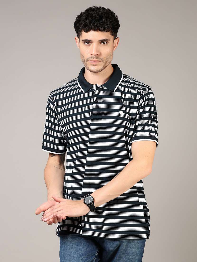 men striped short sleeve regular fit polo t-shirt - 21853942 -  Standard Image - 1